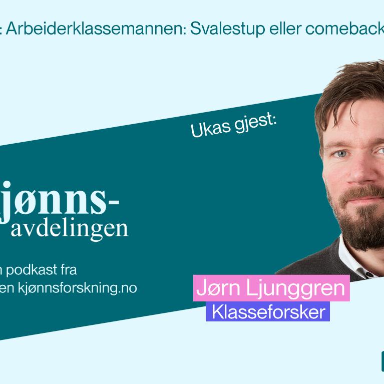 Kjønnavdelingen-logo, bilde av Jørn Ljunggren og tittel på episode. 
